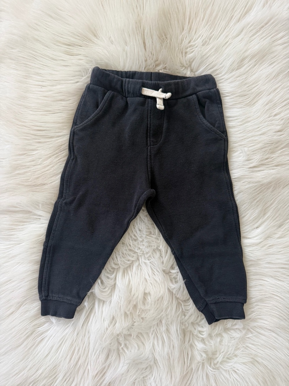 Zara Black Jogger Pants with White Drawstring